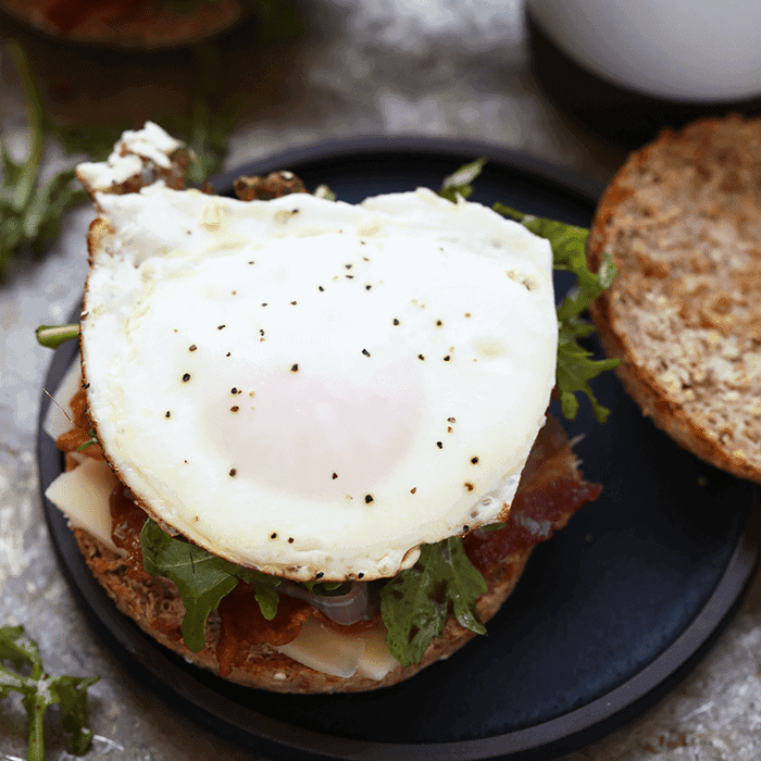 Customize Your Arugula Breakfast Sandwich: Meat, Cheese & Bread Swaps